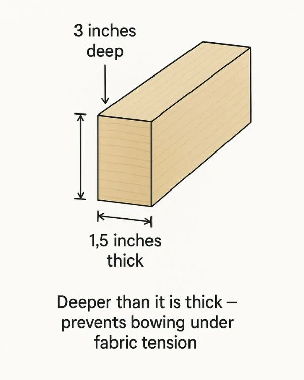 cross section of wood for diy tufting frame blueprint