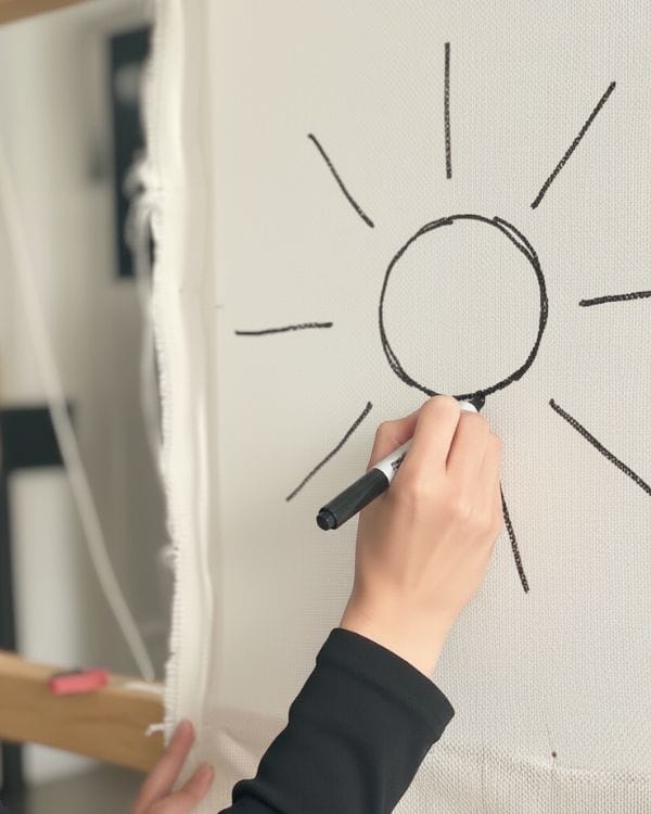 freehand drawing design on a tufting cloth