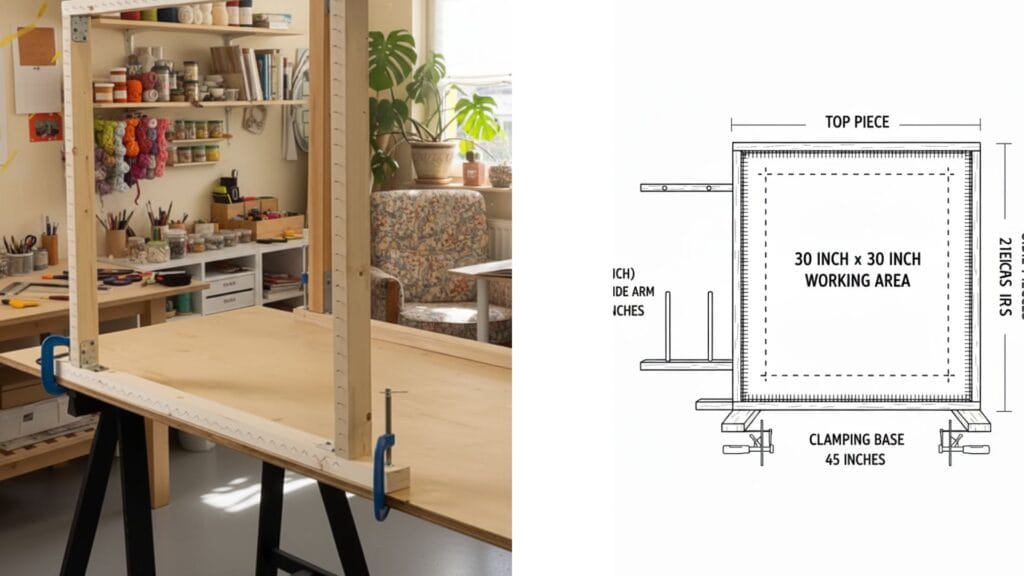 diy tufting frame hero image of frame and illustration