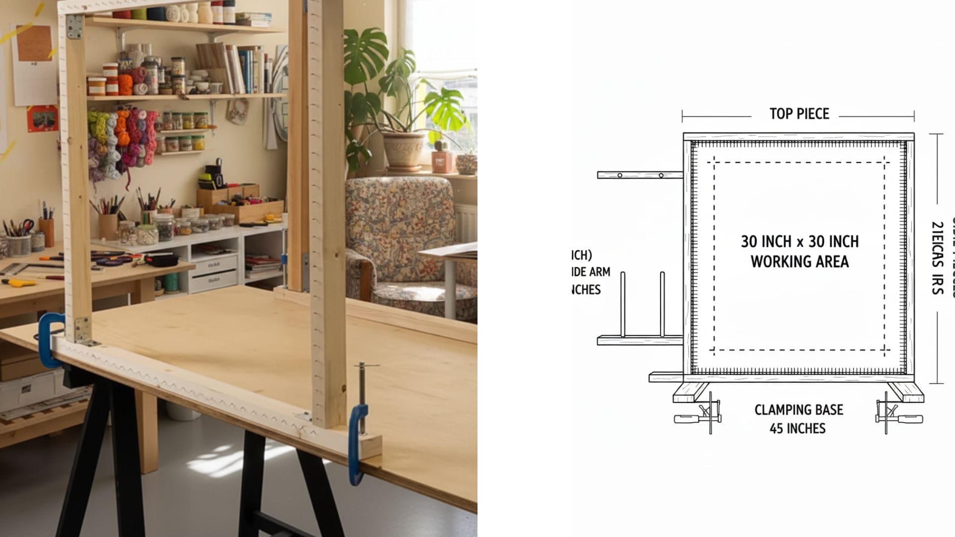 diy tufting frame hero image of frame and illustration
