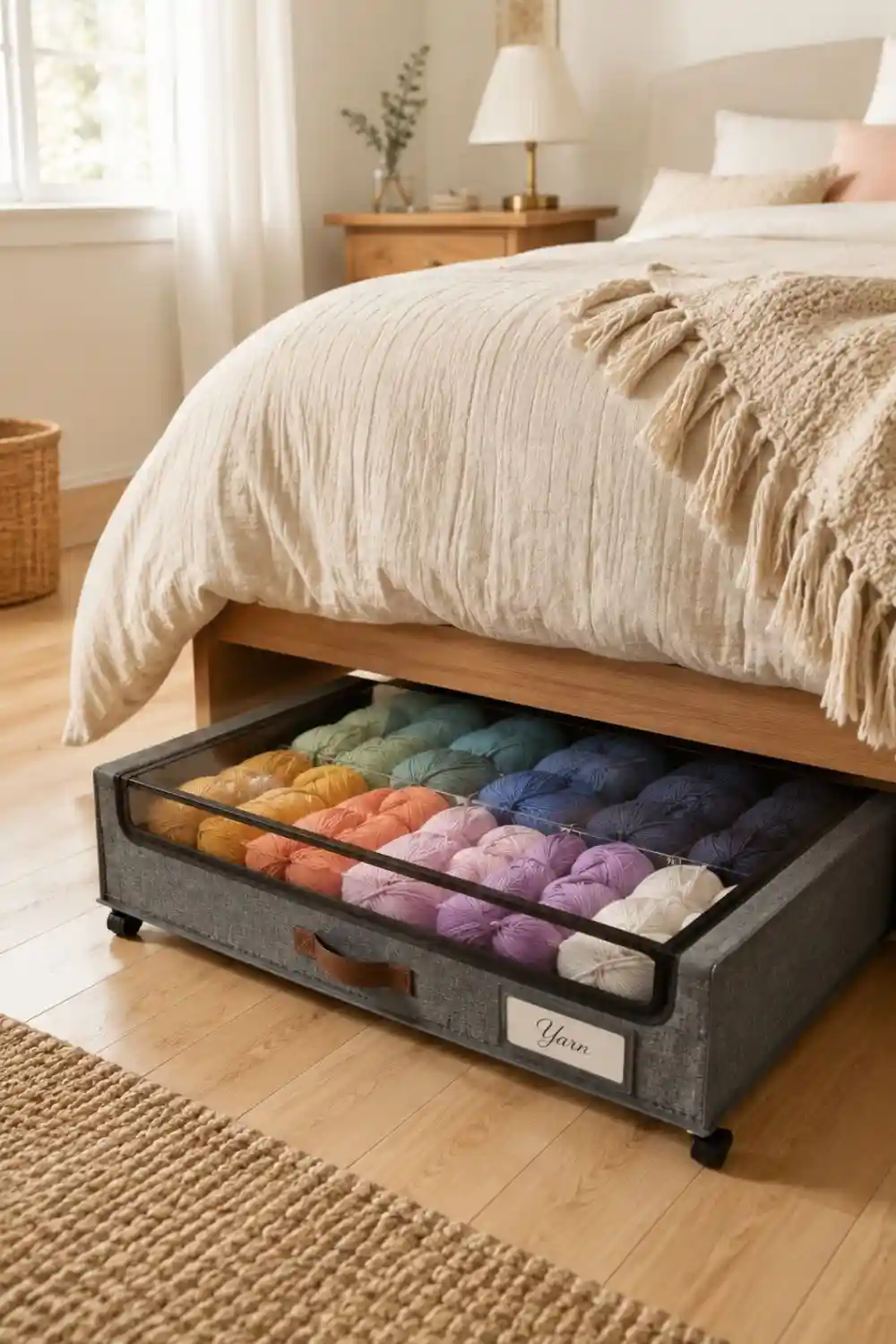yarn storage solutions (5) roll away under bed yarn storage