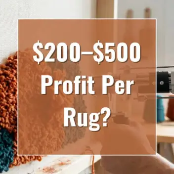 Is rug tufting profitable, Tufting gun in action with colorful yarn fluffing.