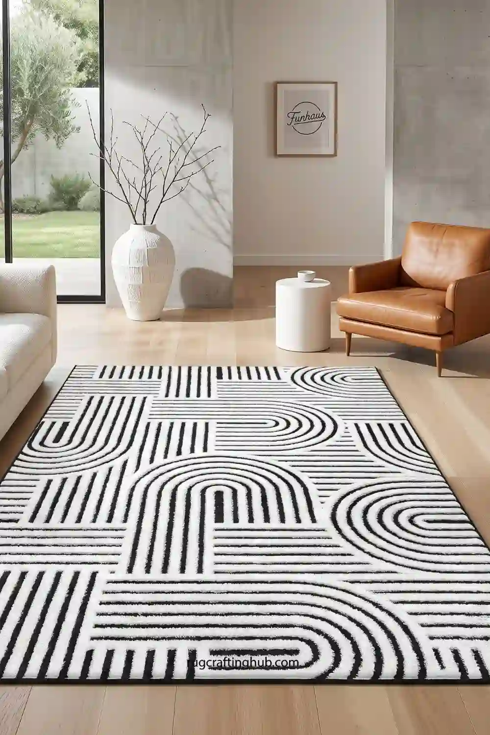 SHACOS Soft Cozy Fluffy Arch Pattern High Low Pile Rug